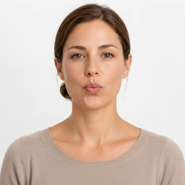 Lip and cheek engagement face yoga demonstration